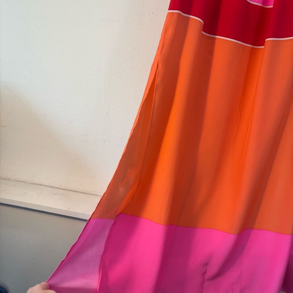 Amanda Uprichard Sleeveless Color Block Maxi Dress Size Large 100% Silk - Picture 2 of 7